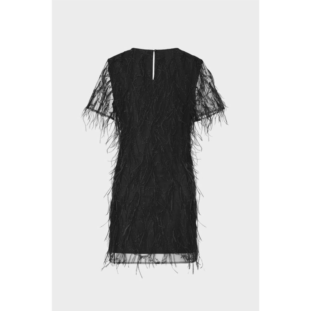 NEW MILLY rana feather dress in black